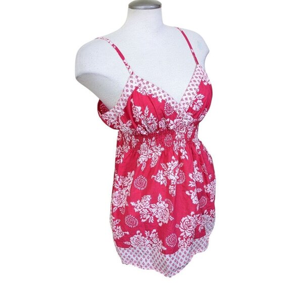 Vintage Y2K 2000s Womens L Babydoll Top Red Sleeveless Beach Surf Shirt Boho - Picture 4 of 9